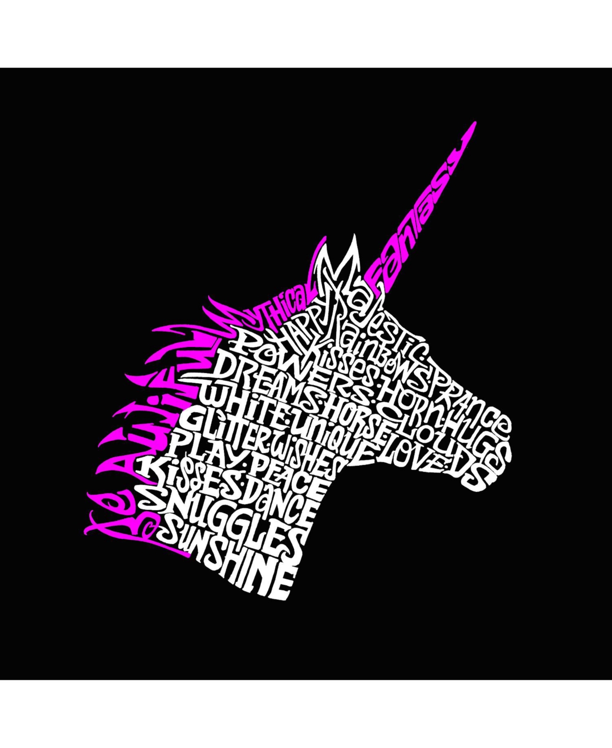 La Pop Art Girls Word Art Hooded Sweatshirt - Unicorn