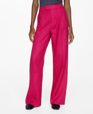 MANGO Women's Pleated Linen Pants - Macy's