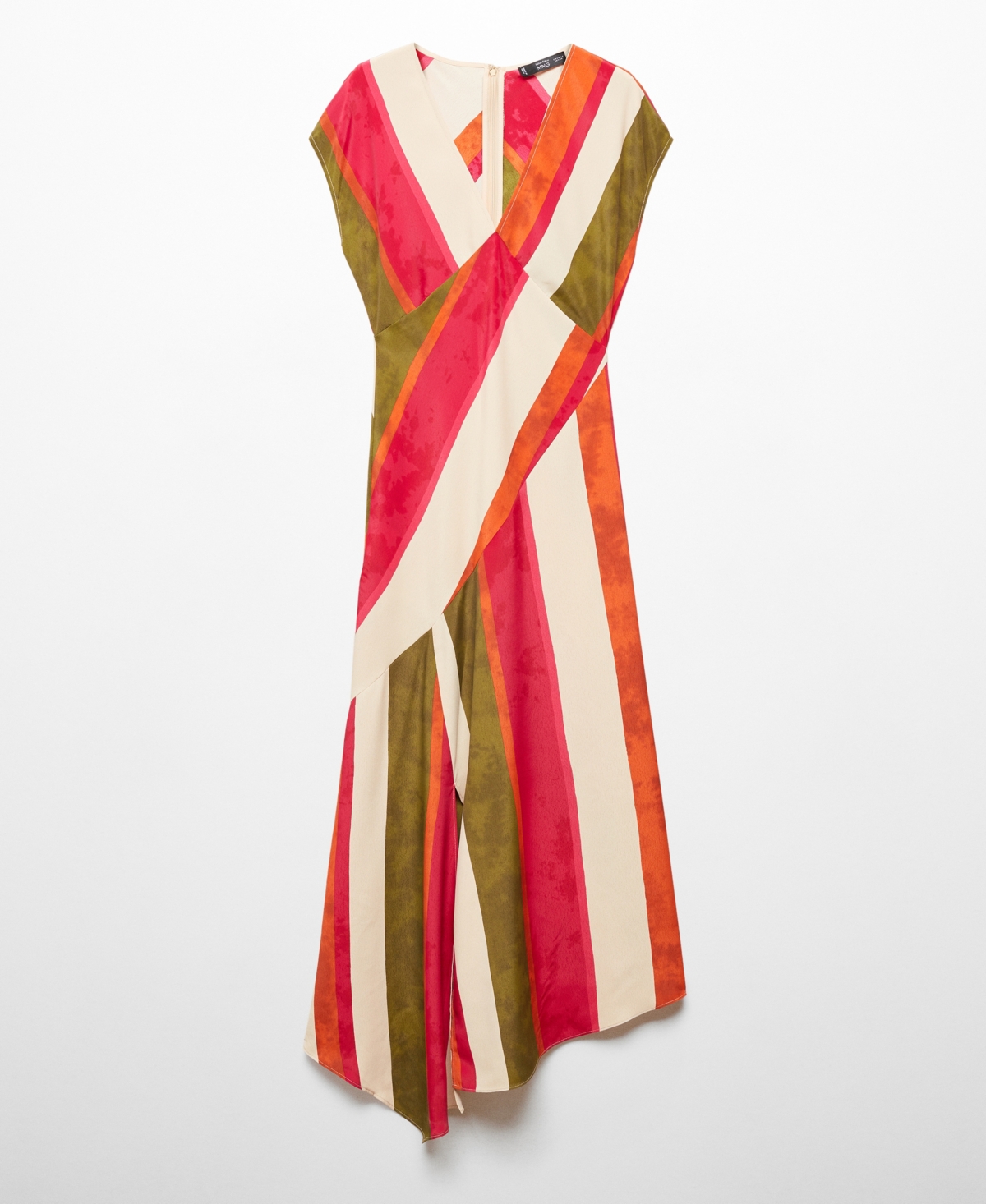 Shop Mango Women's Cut-out Striped Dress In Light Beige
