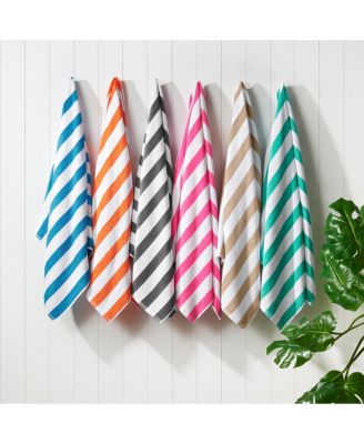 Cali Cabana Striped Soft Cotton 4 Pack Beach Towels, 30x60 in