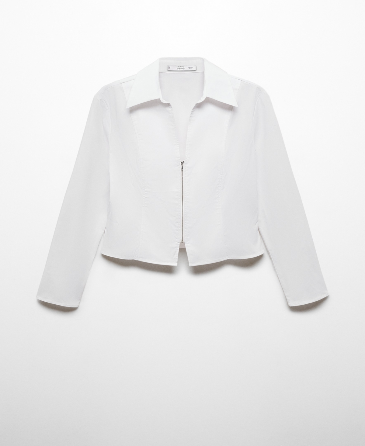 Shop Mango Women's Fitted Cotton Zipper Shirt In Natural White