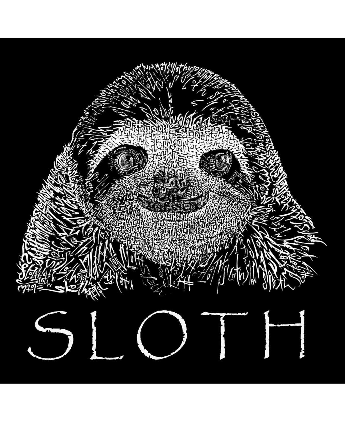 La Pop Art Girls Word Art Hooded Sweatshirt - Sloth