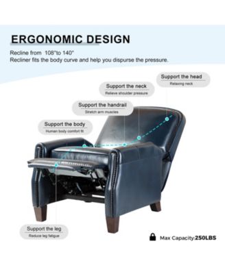Hickey Modern Genuine Leather Recliner with Nailhead Trim