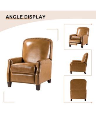Hickey Modern Genuine Leather Recliner with Nailhead Trim