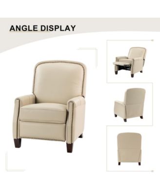 Hickey Modern Genuine Leather Recliner with Nailhead Trim