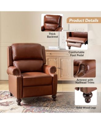 Franco Traditional Genuine Leather Manual Recliner
