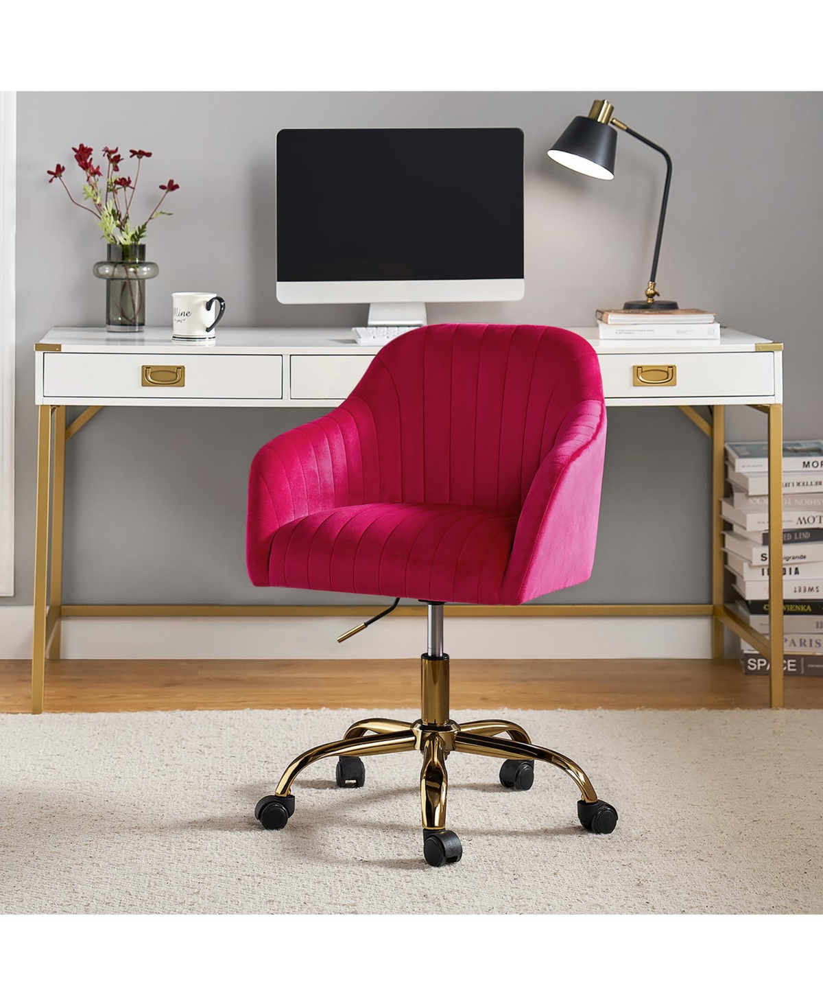 Velvet Home Office Desk Chair Height Adjustable