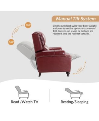 Franco Traditional Genuine Leather Manual Recliner