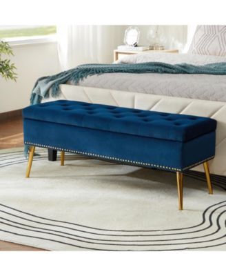 Kajana Transitional Velvet Upholstered Flip Top Storage Bench