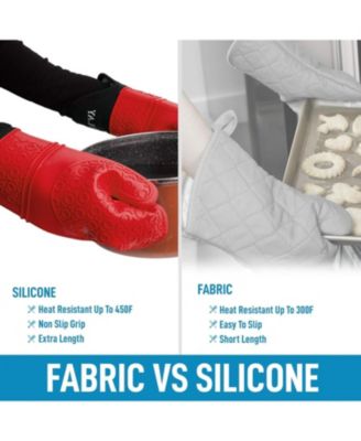 Non Slip Grip Oven Mitts Heat Resistant - Long Protective Oven Gloves