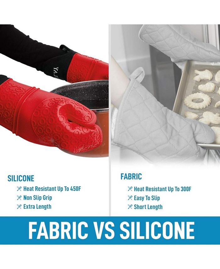Zulay Kitchen Non Slip Grip Oven Mitts Heat Resistant Long Protective
