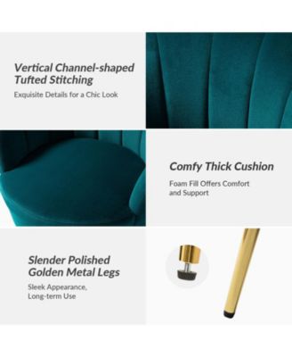 Modern Velvet Barrel Chair with Channel Tufted Back