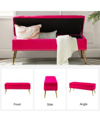 Kajana Transitional Velvet Upholstered Flip Top Storage Bench