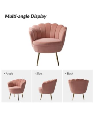 Modern Velvet Barrel Chair with Channel Tufted Back