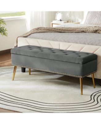 Kajana Transitional Velvet Upholstered Flip Top Storage Bench