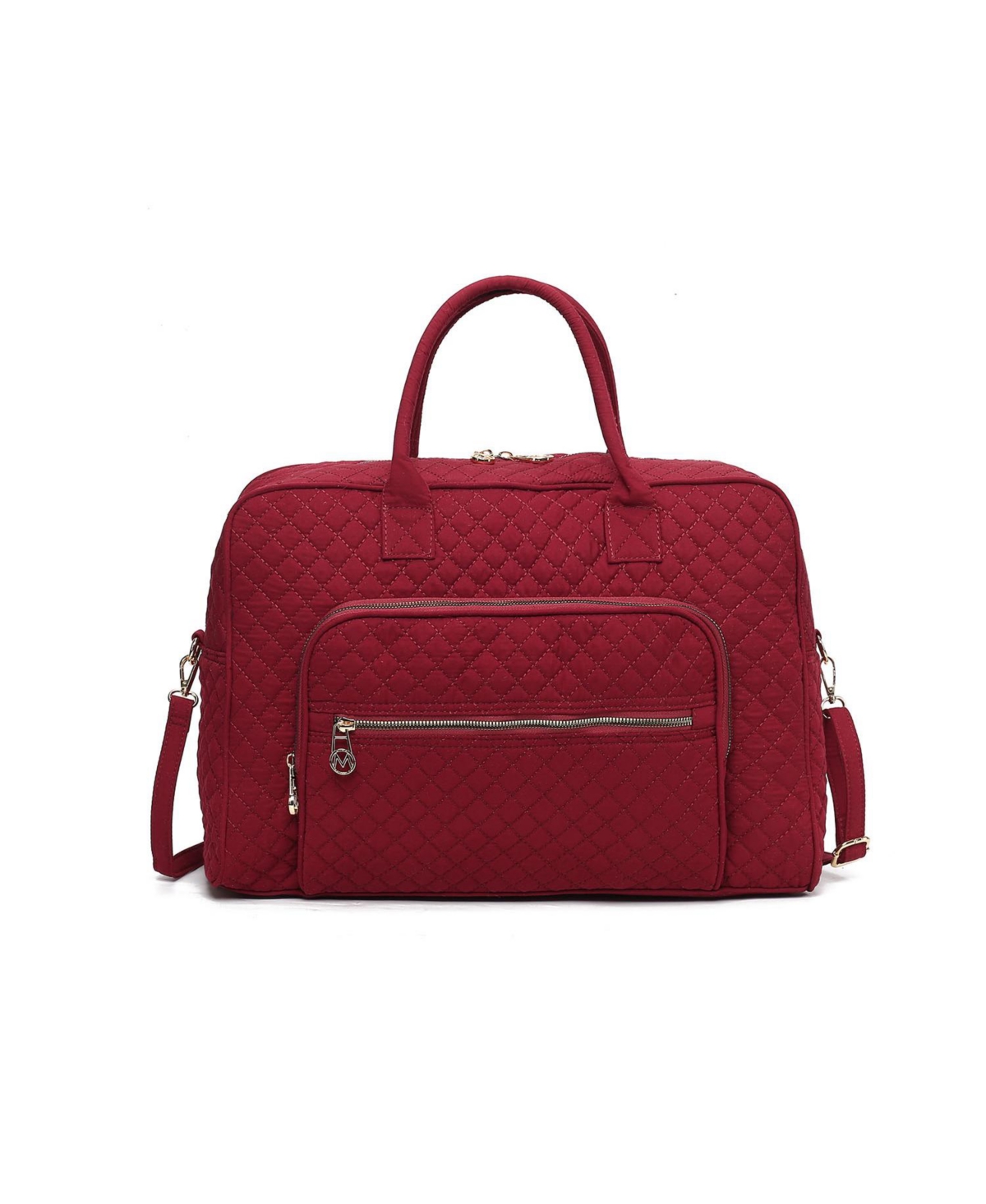 Jayla Solid Quilted Cotton Women s Duffle Bag by Mia K - Wine