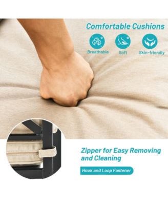 4 Pieces Outdoor Dining Set with Removable Cushions and Rustproof Steel Frame