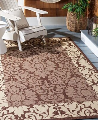 Courtyard Chocolate and Natural 5'3" x 7'7" Outdoor Area Rug