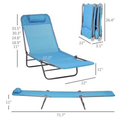 2-Piece Folding Chaise Lounge, Reclining Pool Chairs,