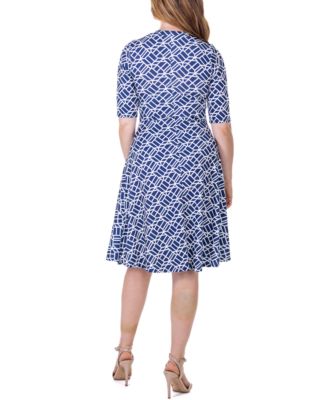 Print Knee Length Elbow Sleeve Dress