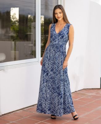 Green V Neck Empire Waist Sleeveless Maxi Dress