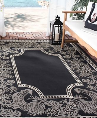 Courtyard CY3305 Black and Sand 8' x 11' Sisal Weave Outdoor Area Rug