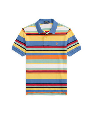 Polo Ralph Lauren Big Boys Striped Cotton Mesh Polo Shirt - Macy's