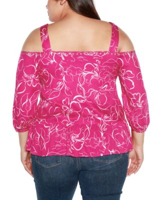 Black Label Plus Size Embellished Cold Shoulder Top