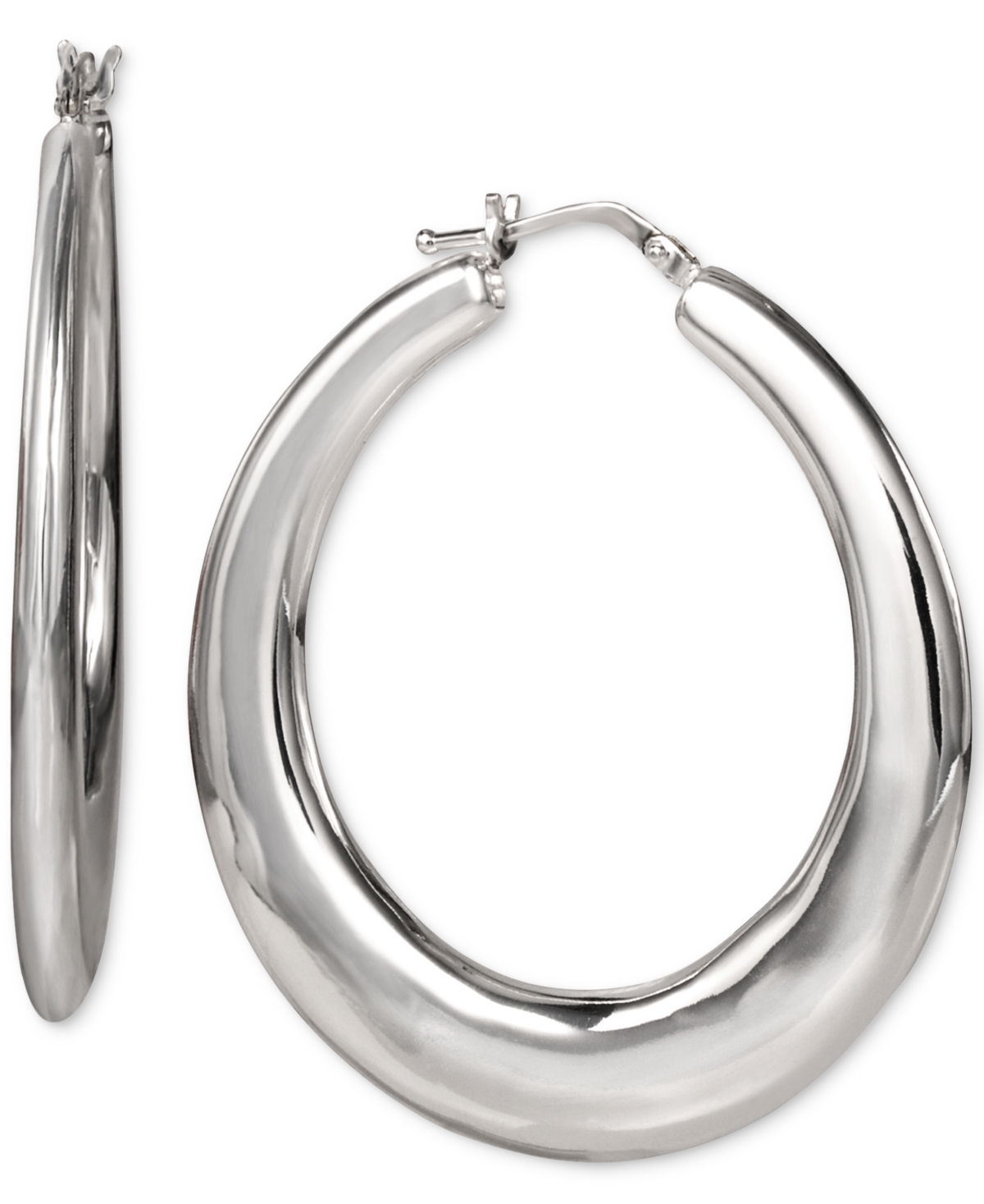Polished Graduated Oval Medium Hoop Earrings in Sterling Silver, Created for Macy's - Silver