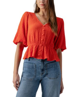 Sanctuary - Women's Textured Button-Front Peplum Top