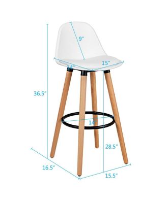 2 Pieces Mid-Century Barstool 28.5 Inch Dining Pub Chairs