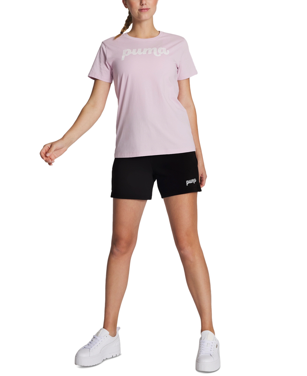 Puma Women's High-Rise Logo Shorts - Puma Black-puma White