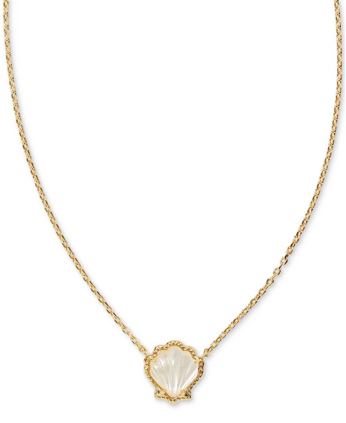 Shop Kendra Scott 14k Gold-plated Stone Shell 19" Pendant Necklace In Gold Ivory