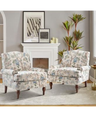 Lucretia Modern Upholstered Accent Chair with Patterned Cushion