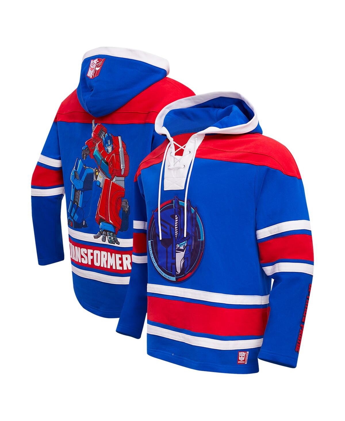 Shop Freeze Max Men's Optimus Prime Royal Transformers Hockey Pullover Hoodie In Royal Red