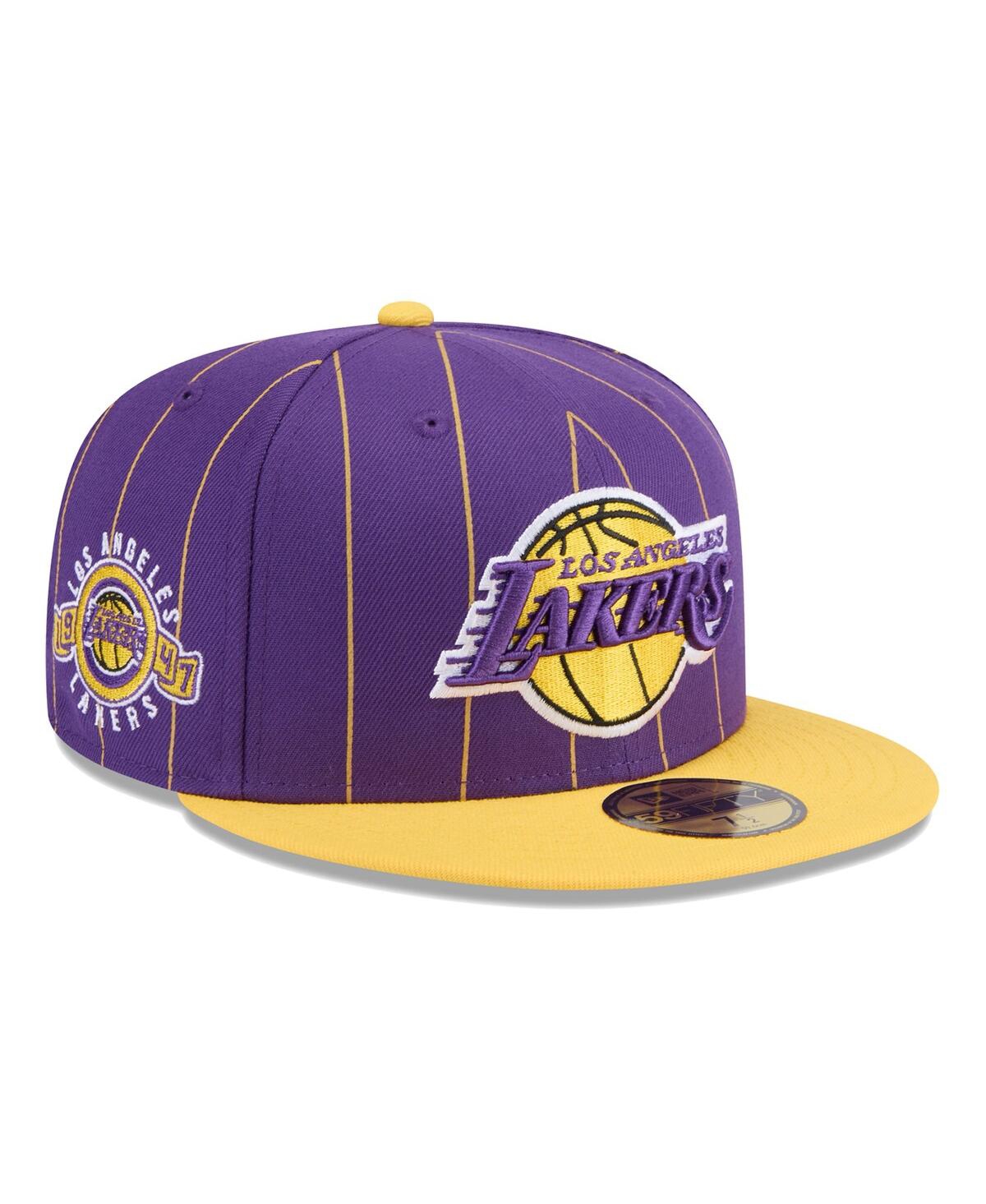 Men's Purple/Gold Los Angeles Lakers Pinstripe Two-Tone 59fifty Fitted Hat - Purple Gol