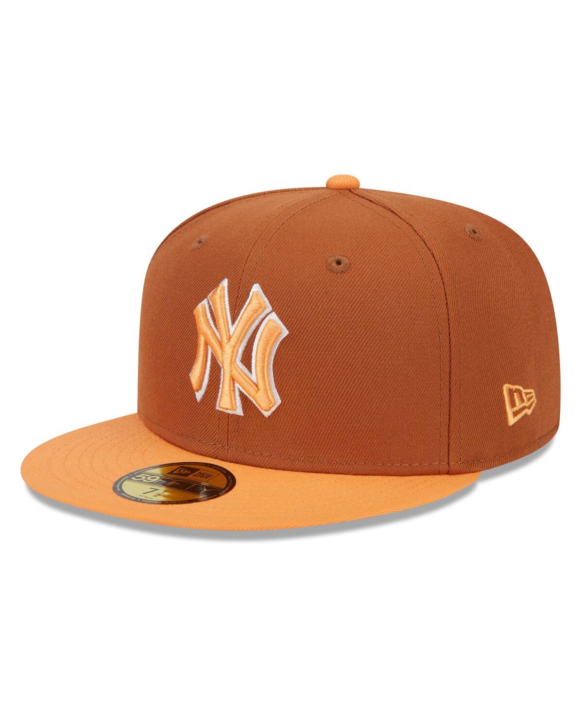 Men's Brown/Orange New York Yankees Spring Color Basic Two-Tone 59fifty Fitted Hat - Brown Oran