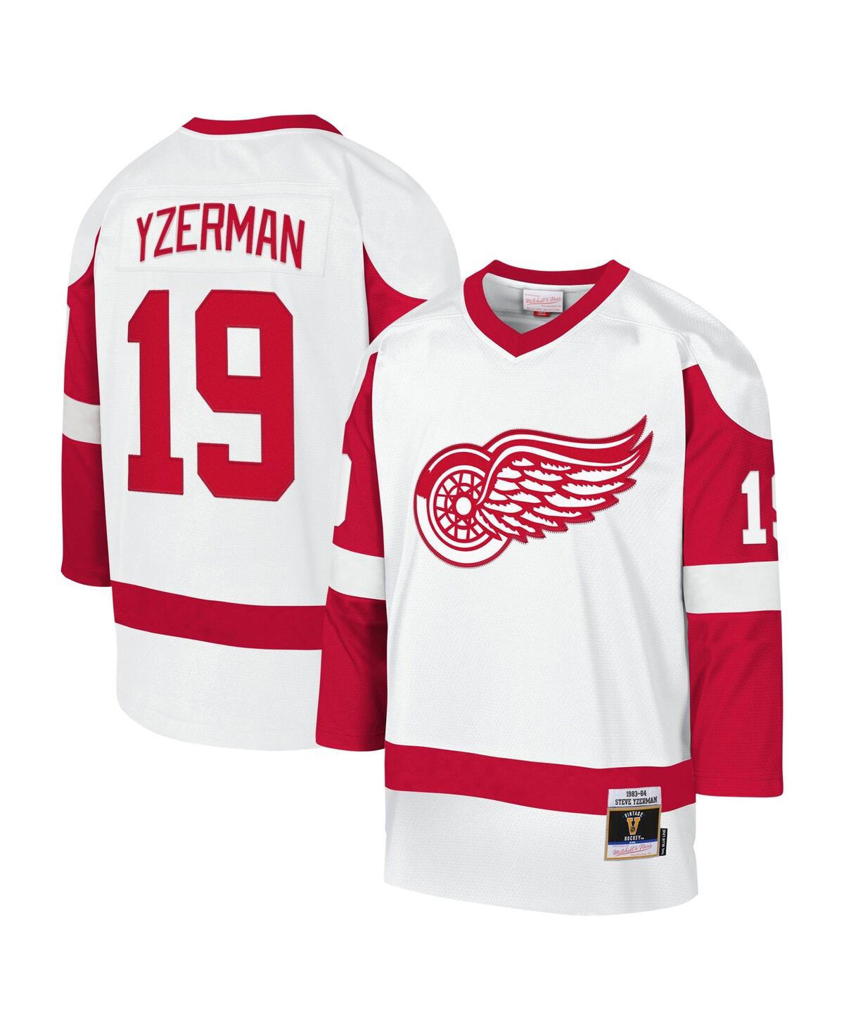 Mitchell Ness Youth Steve Yzerman White Detroit Red Wings 1983-84 Blue Line Player Jersey - White