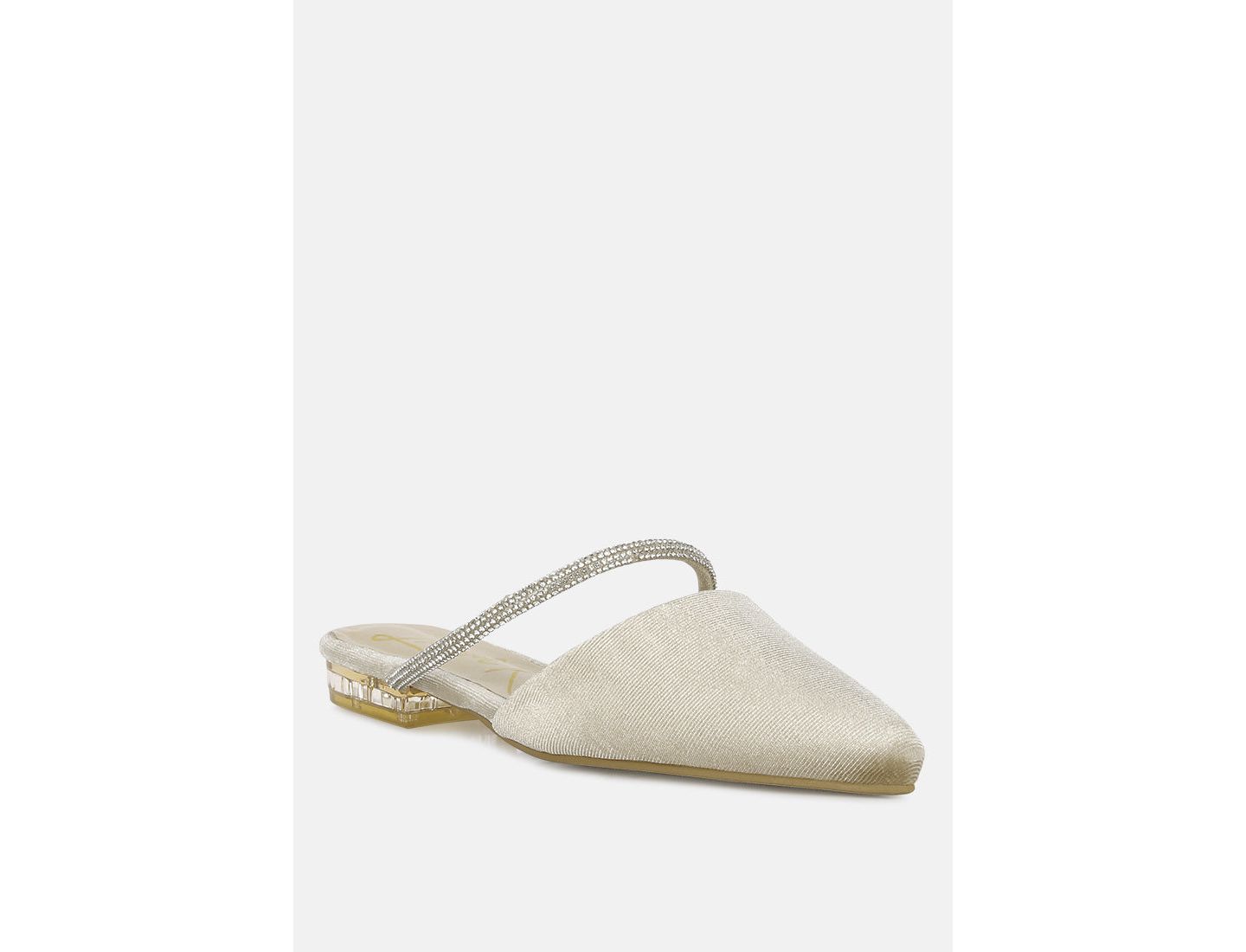 Женские сабо London Rag Turnon Velvet Diamante Detail Flat Mules, цвет: Бежевый / Хаки — фото 1