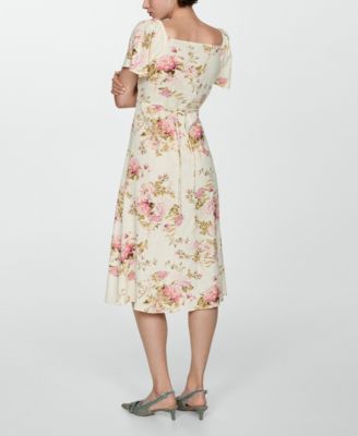 Mango Women's Buttoned Linen-Blend Dress - Macy's