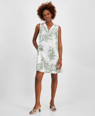 Macy's white linen dresses best sale