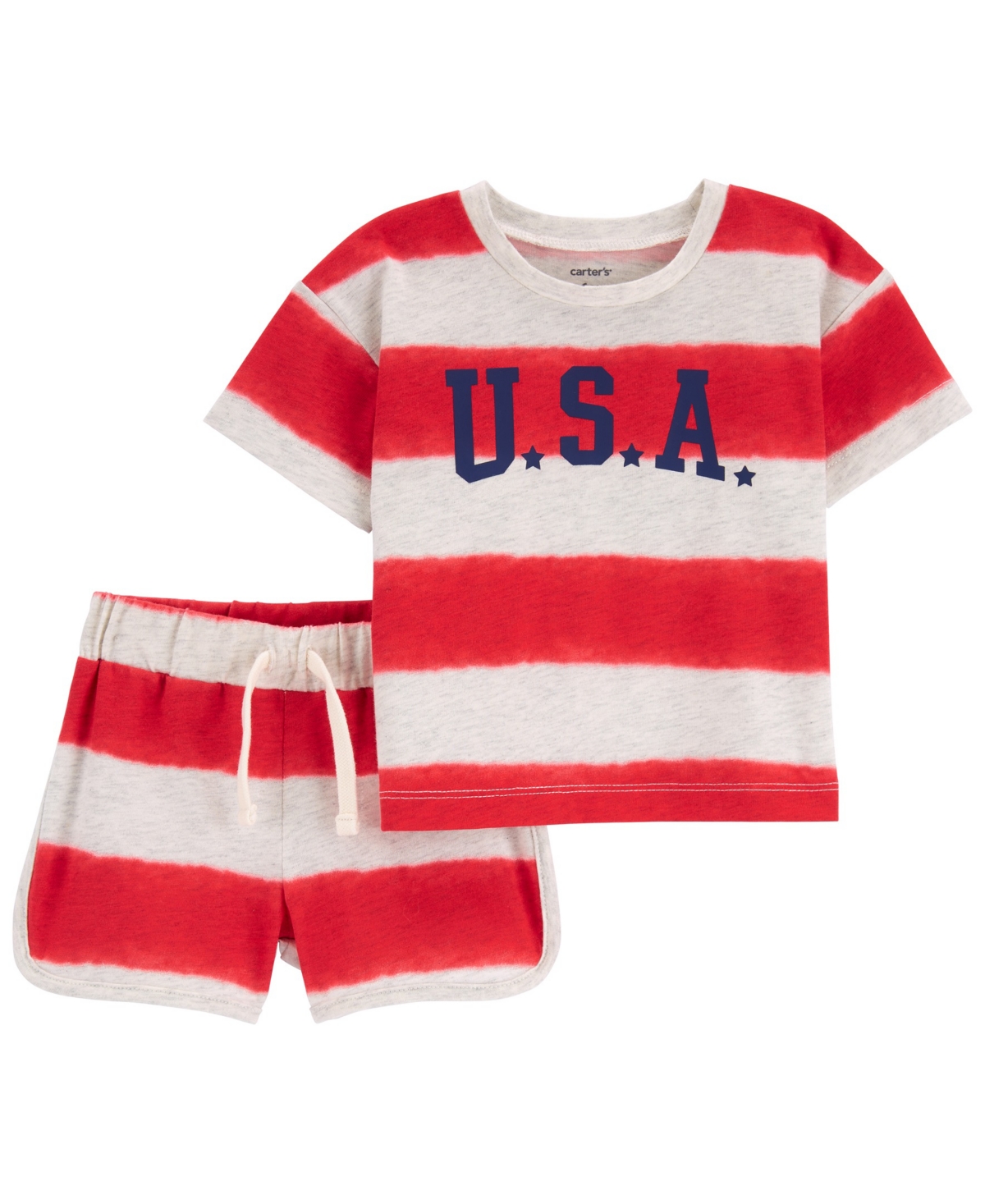 Carter's Baby Boys 2 Piece Usa Striped Outfit Set In Red