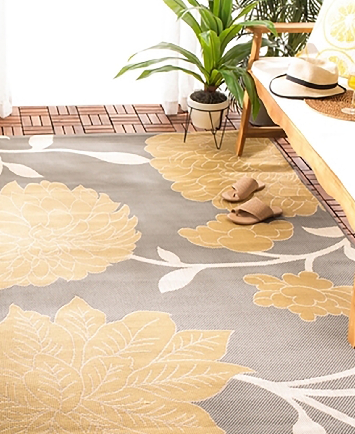 Safavieh Courtyard CY7321 Anthracite and Beige 6'7