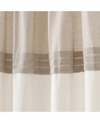 Farmhouse Faux Linen Colorblock Pleated Window Curtain Panels