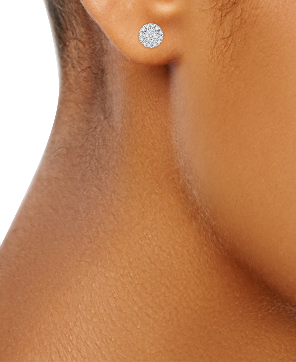 Shop Macy's Diamond Halo Stud Earrings (1/4 Ct. T.w.) In 14k White Gold