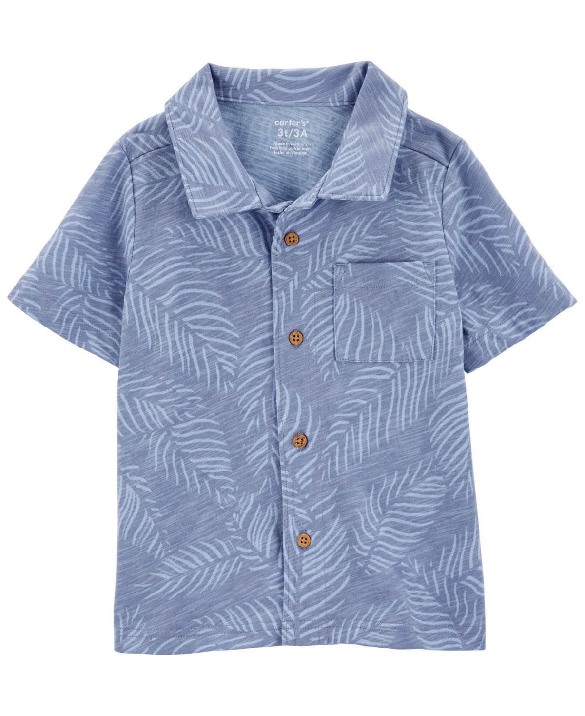 Carter's Babies' Toddler Boys Palm Tree Button Front Shirt In Blue