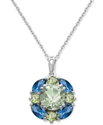 Amethyst (2-1/4 ct. t.w.) & Pink Amethyst (7/8 ct. t.w.) Cluster 18" Pendant Necklace in Sterling Silver (Also Available in Additional Gemstone Clusters)