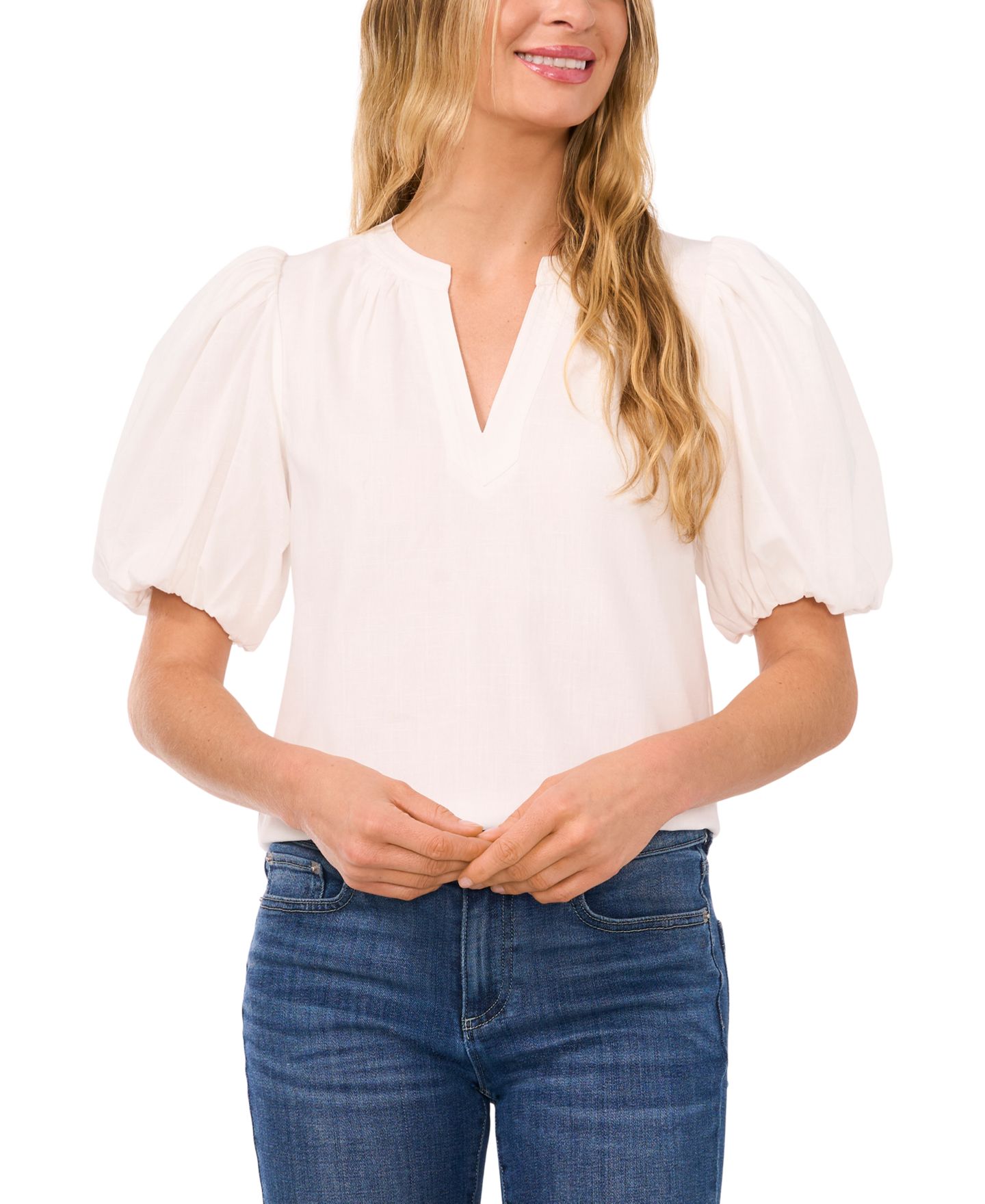 Женская блузка CeCe Short-Puffed-Sleeve, цвет: Слоновая кость — фото 1