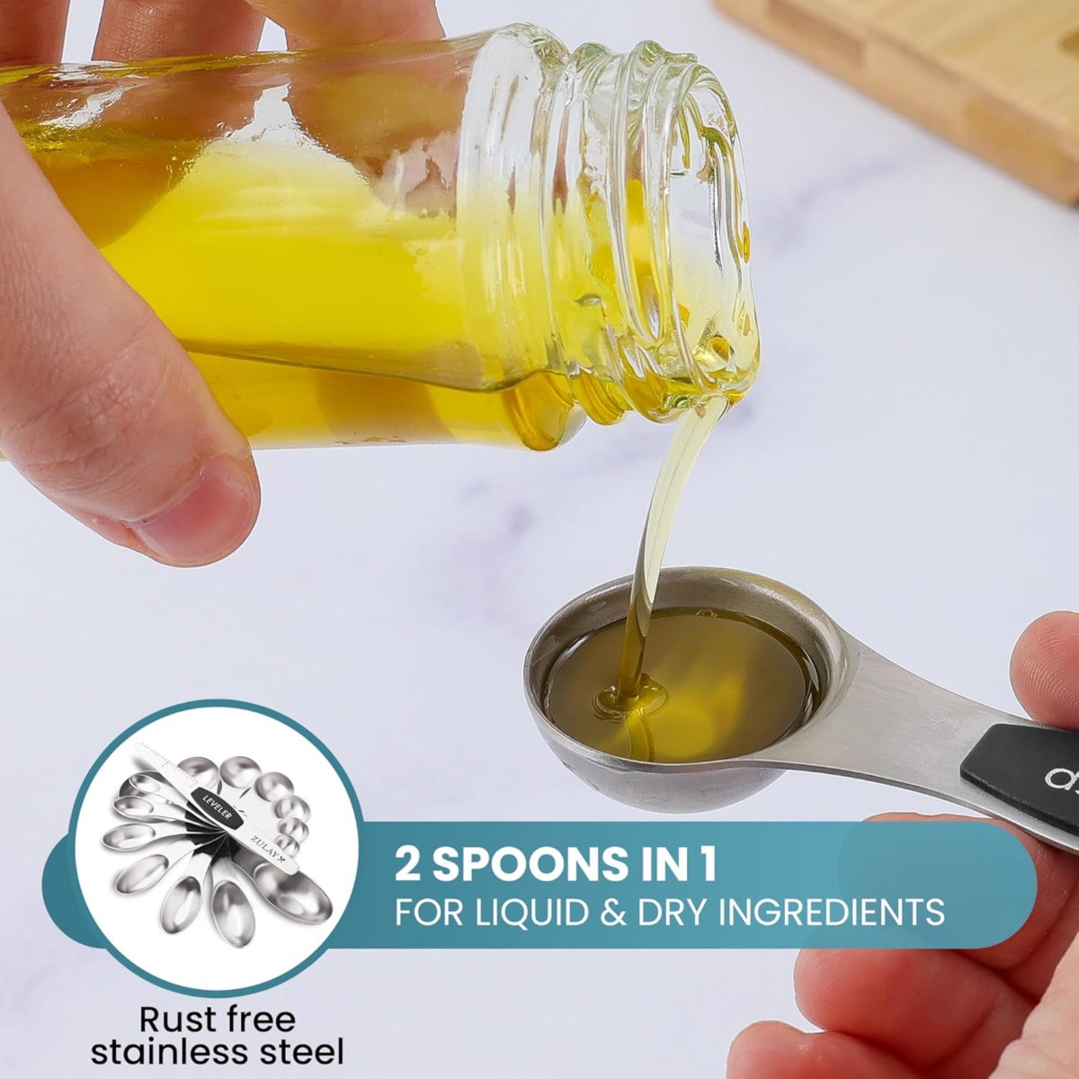 Zulay Kitchen Stainless Steel Measuring Spoon Set
