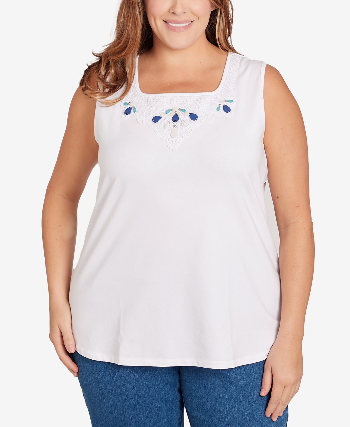 Shop Ruby Rd. Plus Size Beaded Sleeveless Tank Top In White